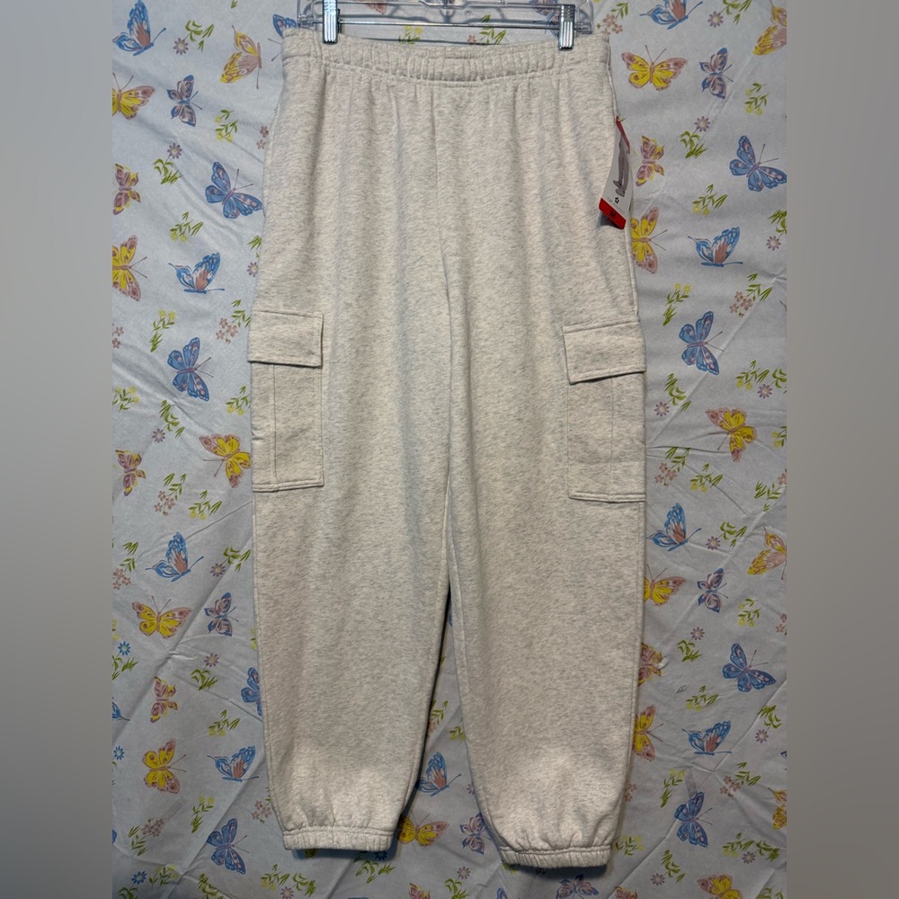 Tuff Athletics Women’s Fleece Cargo Joggers Gray Medium NWT